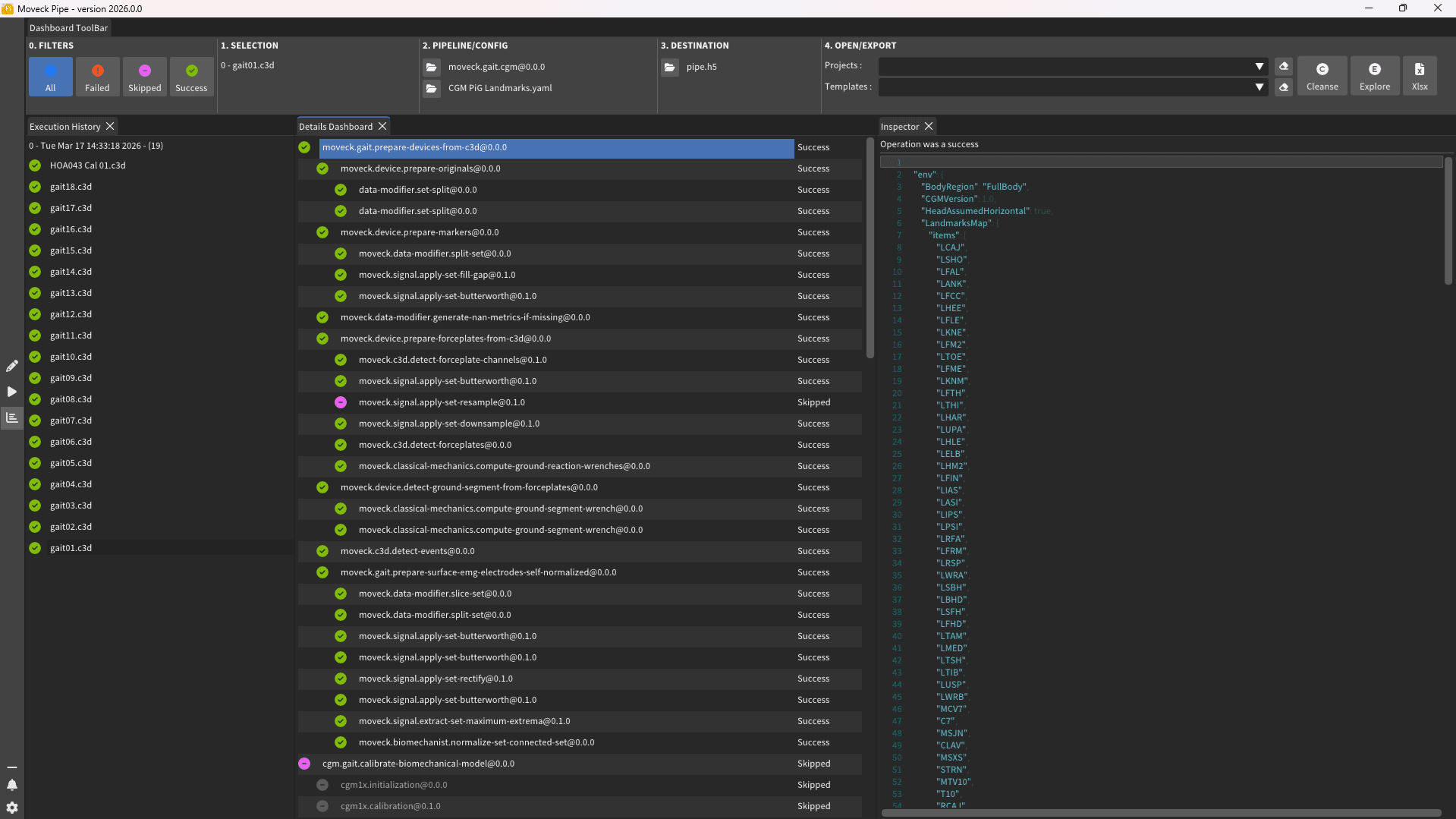 The dashboard after a successful run, with results ready to use.