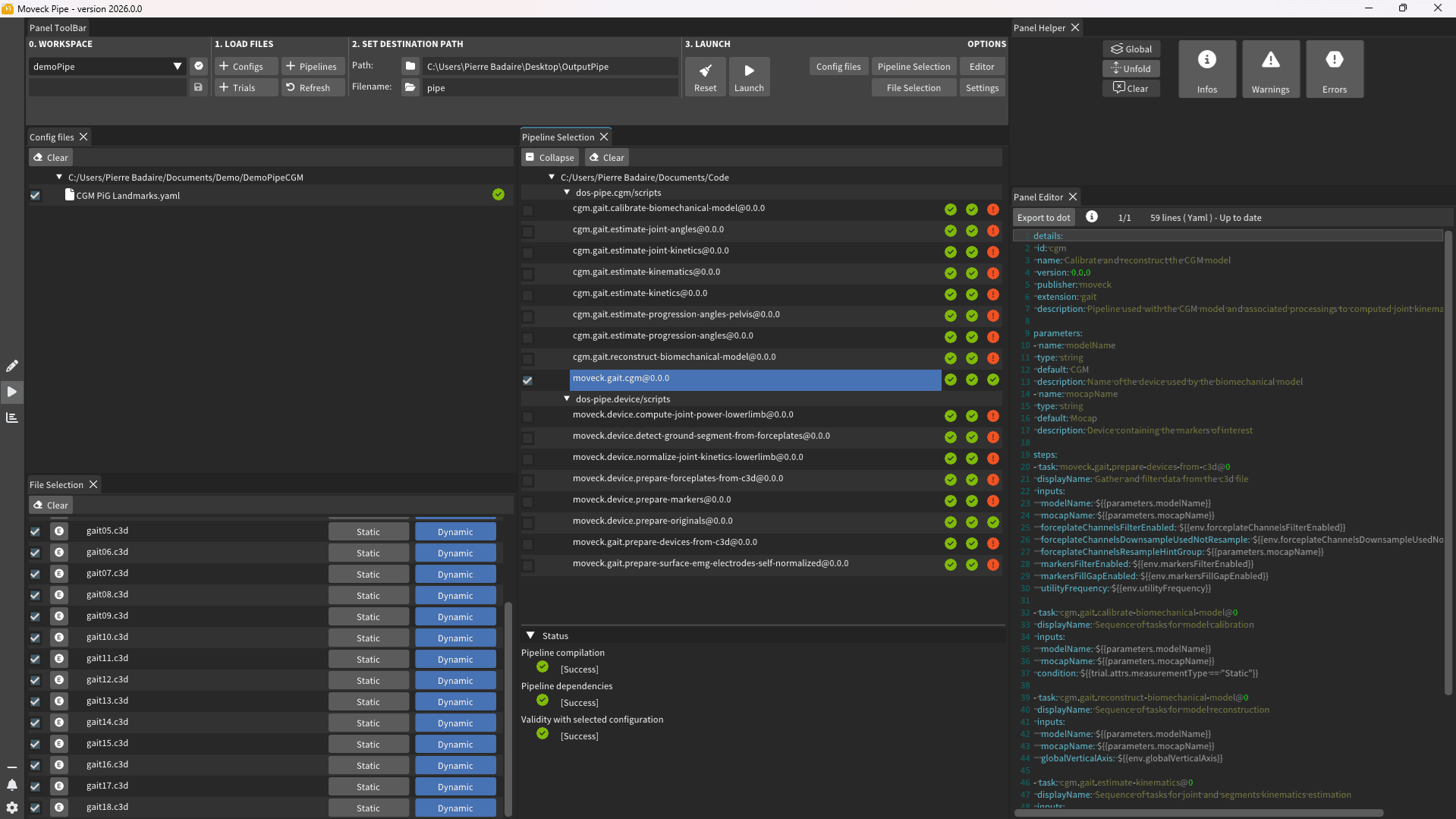 Pipeline selection: each processing step chained into one readable, editable recipe.